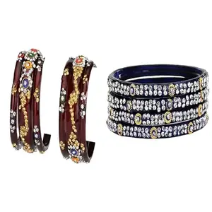 Somil Elegant Combo Bangles For Women & Girls | Stylish Bangles Set For Everyday & Functions, Pack Of 22, Maroon, Blue -B539