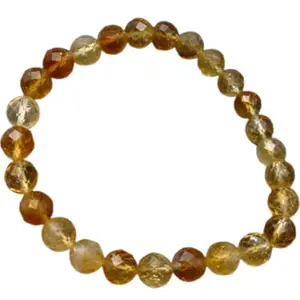 RRJEWELZ Natural Citrine 8mm Round Shape Smooth Cut Beads 7 Inch Stretchable Bracelet For Men & Women. Unisex Bracelet For Healing, Meditation, Prosperity, Gift & Luck|STBR_RR_10994_7.0