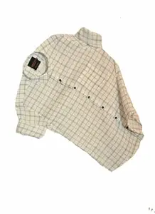 Men's Cotton Blend Regular Fit Full Sleeve Shirt_ Shirt68_White Check_XL