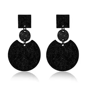 Jewels Galaxy Exquisite Coin Design Black Silver Plated Fabulous Drop Earrings For Women/Girls (CT-ERG-45024)