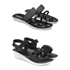 Kashwi Enterprises Women's Comfortable Sandal,Casual Lightweight Sandal for Everyday Wear | BTR- (2-Combo)-1963-OO8