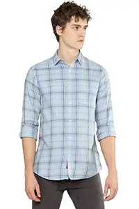 Allen Cooper Pure Cotton Checked Full Sleeve Shirts for Men(82SB-42) SkyBlue