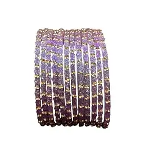 Glass Bangle Women's Traditional designer glass zircon bangles set with rose pattern and golden stone work stylish for occasional wear(Pack of 12 Pcs)