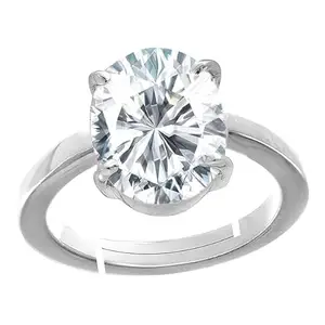 DAURAYA GEMS 9.00 Carat American Diamond Natural White Zircon Stone Adjustable Astrological Purpose Ring for Men and Women