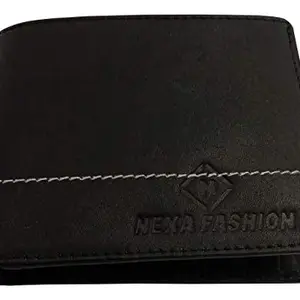 NEXA FASHION Black Antique Leather Wallet for Men's