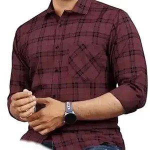 Mahima Ethnic Centre's Men’s Checkered Casual Shirt Slim Fit Long Sleeve Button Down Shirt