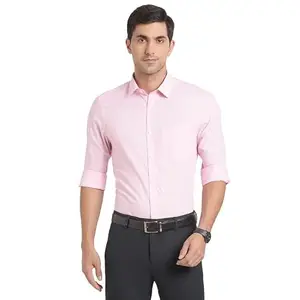 Turtle Men Pure Cotton Solid Slim Fit Formal Shirts (36, Pink)