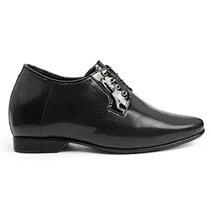 YUVRATO BAXI Men's 3.5 Inch Hidden Height Increasing Patent Material with Black Casual Formal Laceup, Derby Shoes.- 8 UK