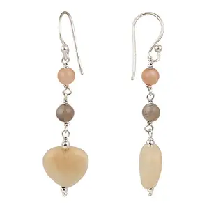 Pearlz Gallery Yellow Tiger Eye White Freshwater Pearls 925 Silver Earrings for Girls and Women