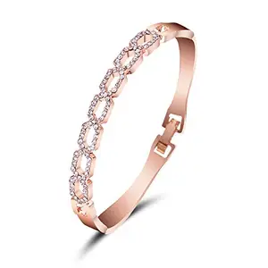 Valentine Gift By Shining Diva Fashion 18k Crystal Bangle Bracelet for Women and Girls (Rose Gold) (vg9992b)