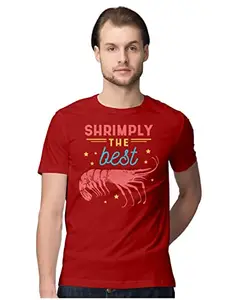 ALLEN BLACK Men's Regular Fit T-Shirt Shrimply The Best - Funny Shrimp Quote 100% Cotton T-Shirt Red_FUNSHRMPQT-Red M Men Round_