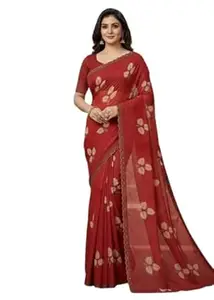Graceful Maroon Cotton Saree with Elegant Floral Weaving – Traditional Ethnic Saree for Festive