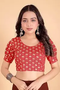 APPERA "WEAR TO SHINE" APPERA Gota Patti Readymade Short Sleeve Ethnic Saree Blouse | Round Neck Designer Blouse for Women