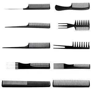 DOTFUSION 10-pieces Set of Black Hairdressing Comb,Makeup Comb Professional Hair Comb