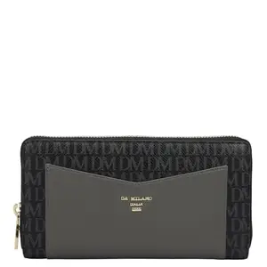 Da Milano Zip Leather Wallet for Women - Black