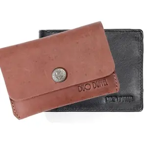 DUO DUFFEL Leather Credit Card Holder & Wallet for Men and Women Thin Bifold RFID Blocking Wallet