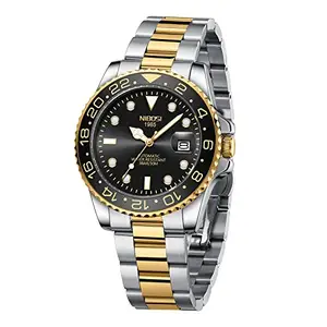 NIBOSI Automatic Men's Watches Analog Mechanical Green Dial Stainless Steel Watches for Men Waterproof Military Business Casual Wrist Watches with Calendar
