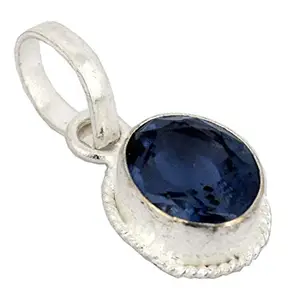 Anuj Sales 4.25 Ratti Blue Sapphire Pendant/Locket (Nilam/Neelam Stone Silver Pendant) Original AAA Quality Gemstone