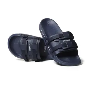 CHUPPS Element Navy Drift Orthopedic Slippers | Soft Footpharma Footbed | Breathable Ventilation Holes | Lightweight Flip Flops | Anti-Skid Chappals for Everyday For Mens