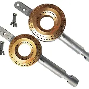 Skygold Skygold Brass Burner with Screws [Set of 2] for High Flame in Gas Stoves (Sizes - Large 23 x 7.8 x 5 & Small - 23 x 6.8 x 5 Cm) Match & Buy {Not Suitable for Auto Ignition Models}