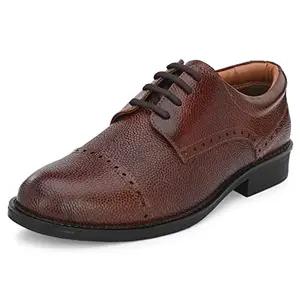 Auserio Men's Full Grain Leather Toe Cap Lace Up Formal Shoes | Anti Skid Sole & Waxed Laces | Memory Foam Padded Insole | Shoes for Office & Parties | Tan 10 UK (SSE 087)