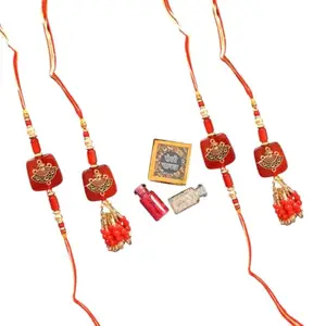 SWEKSHA CREATIONS Couple Rakhi Set for Bhaiya Bhabhi, Designer resin Rakhis with Roli Chawal COMBO FOR RAKSHABANDHAN (2 PAIR)