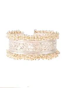 Silvermerc Designs Silvermercdesigns Silver Plated Pearl Handcrafted Cuff Bracelet for women
