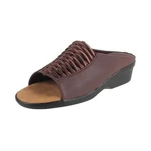 Walkway Women Brown Synthetic Leather Casual Slip-on Sandal UK/5 EU/38 (41-104)