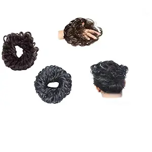 VinshBond Elastic Rubber Juda Bun/Rubber Band Juda Bun Hair Extension For Hair Styling For Women And Girls Black/Brown (Pack-04)