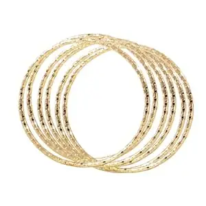 Peora Silver Gold & Rose Gold Plated Metal Bangles Bracelet Fancy Gift for Women (6 Pcs. 2.6 inch)
