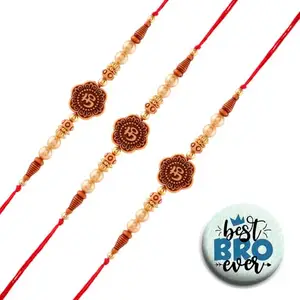 ascension Multicolor Om Rakhi For Brother Bhabhi Raksha Bandhan Gift Band Moli Bracelet Stone Rakhi For Bhaiya Rakhi with Roli Tilak & Best Brother Fridge Magnet (Pack of 3)
