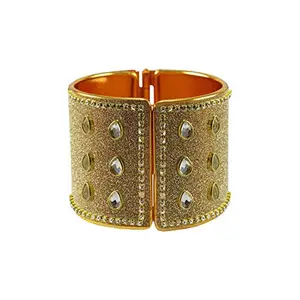Vidhya Kangan Golden Stone Stud Brass Bangle Size (Free) sku-ban8388