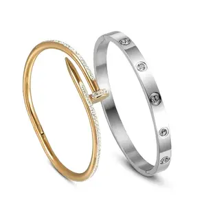 MIAMI bracelet for women Stylish Bangles for women Adjustable Anti Tarnish Bracelet for girls 2 rose gold Kada for Women Accessories Anti Tarnish Jewellery Stainless Steel Cuff Bracelet gifts Combo