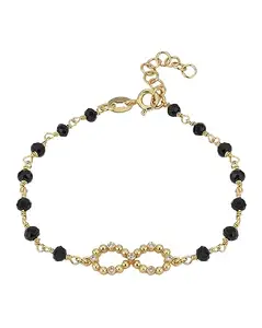 Carlton London 18Kt Gold Plated black beaded Infinity Mangalsutra Bracelet for Women