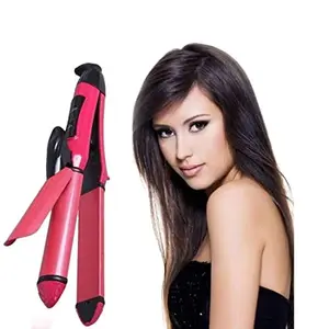 Generic Nova 20009 2 in 1 Hair straightener and curler For Women and Men (PINK)