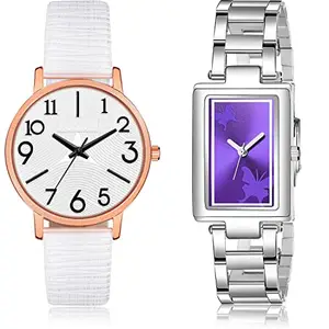 NEUTRON Luxury Analog White and Purple Color Dial Women Watch - GM347-GM214 (Pack of 2)