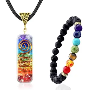 rosery paris Seven Chakra Healing Pendant – 7 Chakra Stones Necklace for E-Energy Protection and Spiritual Healing (Diamond)