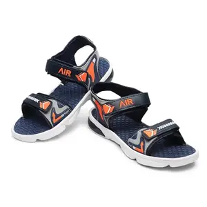XDOX Mens EVA Sole Classic Casual Sandals with Adjustable Strap | Comfortable & Light Weight, Anti Skid and Waterproof Casual and Stylish Sandals for Men TUBE-3-MEN-NAVY-ORANGE-9