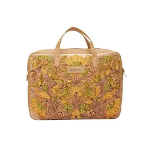 Caprese TRESNA Embroidery Laptop Tote Fawn Handbag
