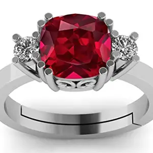 LMDLACHAMA LMDLACHAMA 5.25 Ratti 4.50 Carat Natural Red Ruby Cushion Cut Silver Adjustable Ring For Girl And Women
