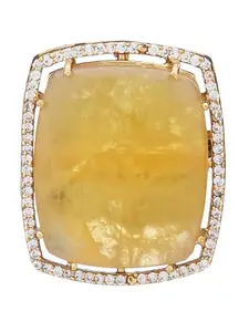 YOUR COLLECTION Precious Yellow Stone with American Diamond Cocktail Ring for Women