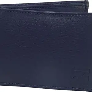 Young Arrow Men Blue Genuine Leather Wallet (8 Card Slots)