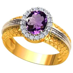 SIDHARTH GEMS 10.25 Ratti 9.50 Carat Natural Amethyst Gemstone Gold Adjustable Ring Oval Cut Gift for Womens and Man