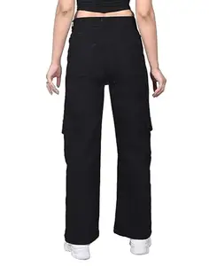 6-Pocket Leg Denim Jeans in Black for Women and Girls (34, Black)