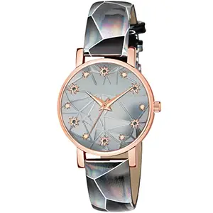 MIVAAN Analogue Star Print Design Dial Ladies Wrist Watch for Women and Girls (AB61) (Grey)