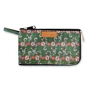 CRAFT HUES Women | Girls Dual Zipper Printed Cotton Canvas Fabric wallet | Perfect For Mobile Phone, Cash, Business Cards, Id Cards Etc | Trendy And stylish Design | perfect For Gift And Daily Use (Light green)