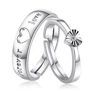 Fashion Frill Valentine Gift Couple Ring Stainless Steel King Queen Silver & Gold Ring For Men Women His Her GF/BF (Crystal Silver)