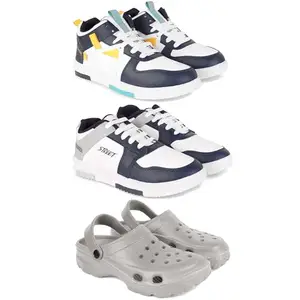 Men's Stylish Casual Shoes | Comfortable & Trendy Daily WearPremium Casual Shoes for MenGR-(3-Combo)-1074-1075-3124-7 Multicolor