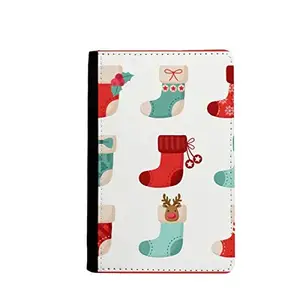 beatChong beatChong Merry Christmas Colorful Sock Illustration Passport Holder Travel Wallet Cover Case Card Purse