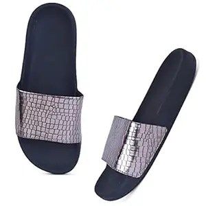 Visit the XE Looks Store XE Looks Women's Casual Flip-Flops | Stylish Metallic Finish Upper with Croc Texture | Soft Footbed for Comfort | Lightweight Slip-On Flip-Flops For Girls & Women